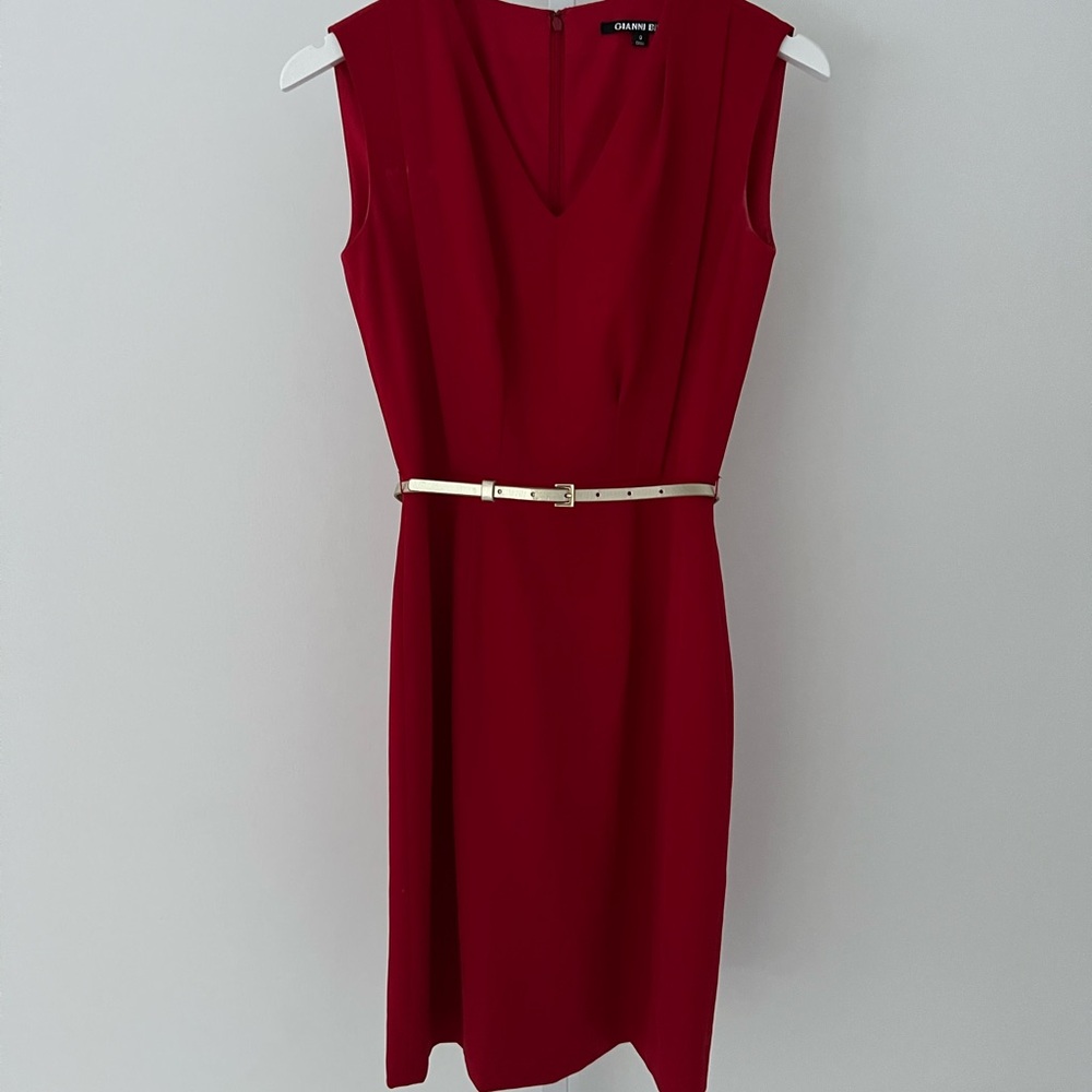 GIANNI BINI RED BELTED DRESS SIZE US 0 - Picture 4 of 16